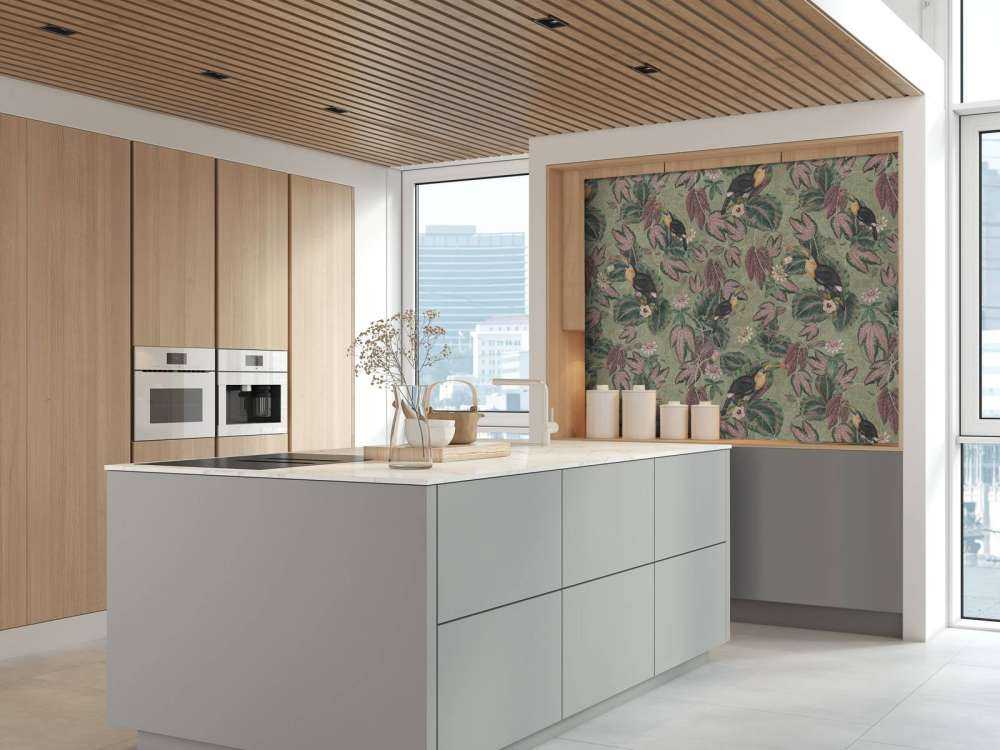 Tropikalne ptaki i tukany z dżungli - szałwiowy zielony