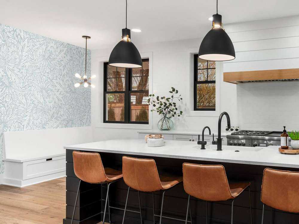 Kwiaty i liście Morris - pudrowy błękit