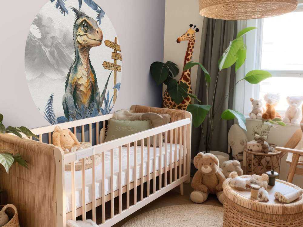 Młody velociraptor w niebieskiej dżungli