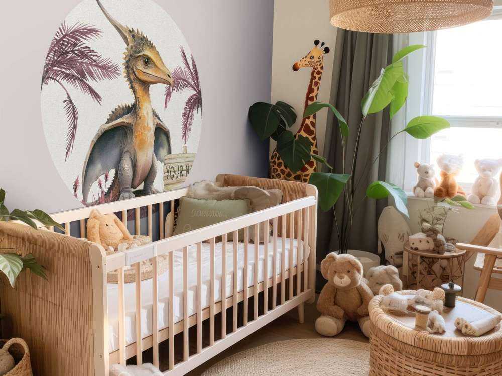 Młody pteranodon w różowej dżungli