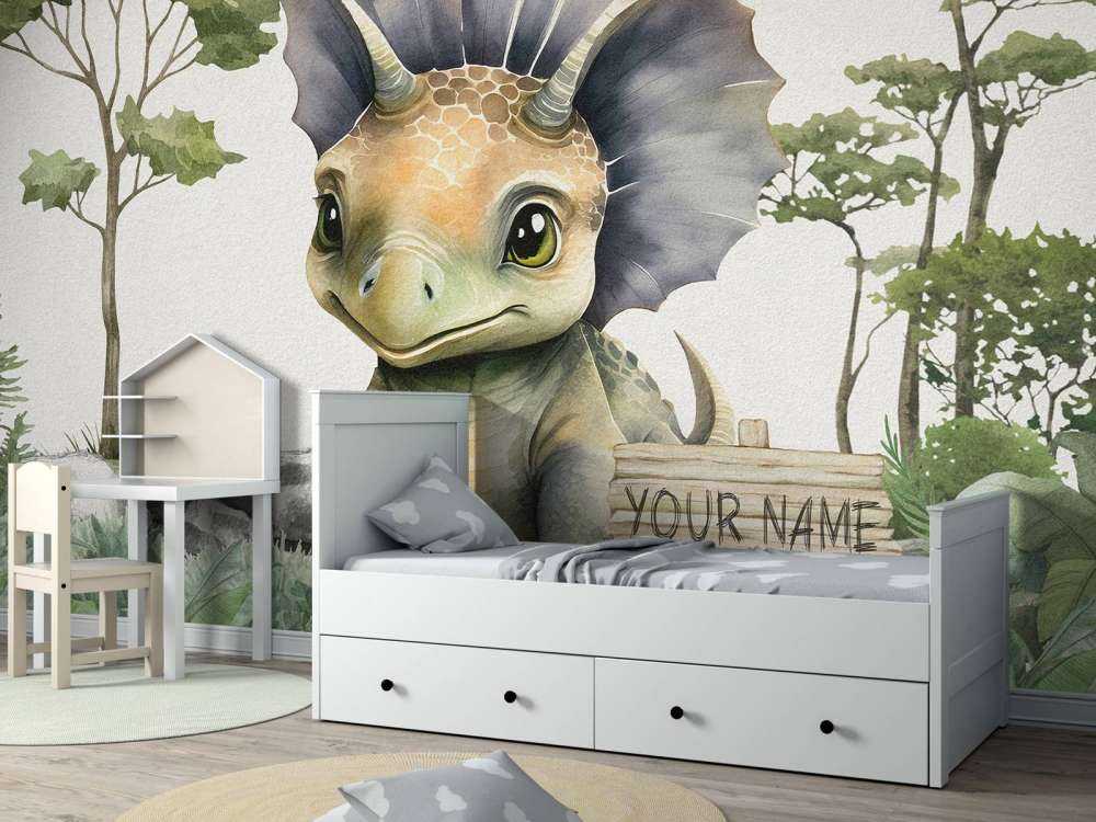 Młody triceratops w dżungli