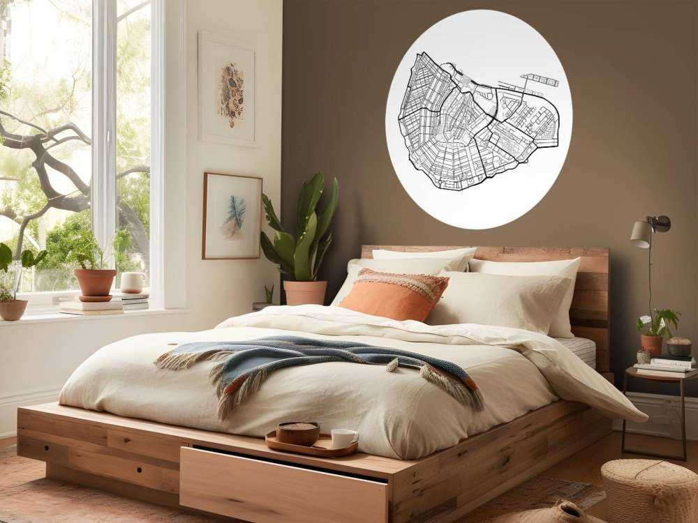 Mapa centrum Amsterdamu, kolor biały