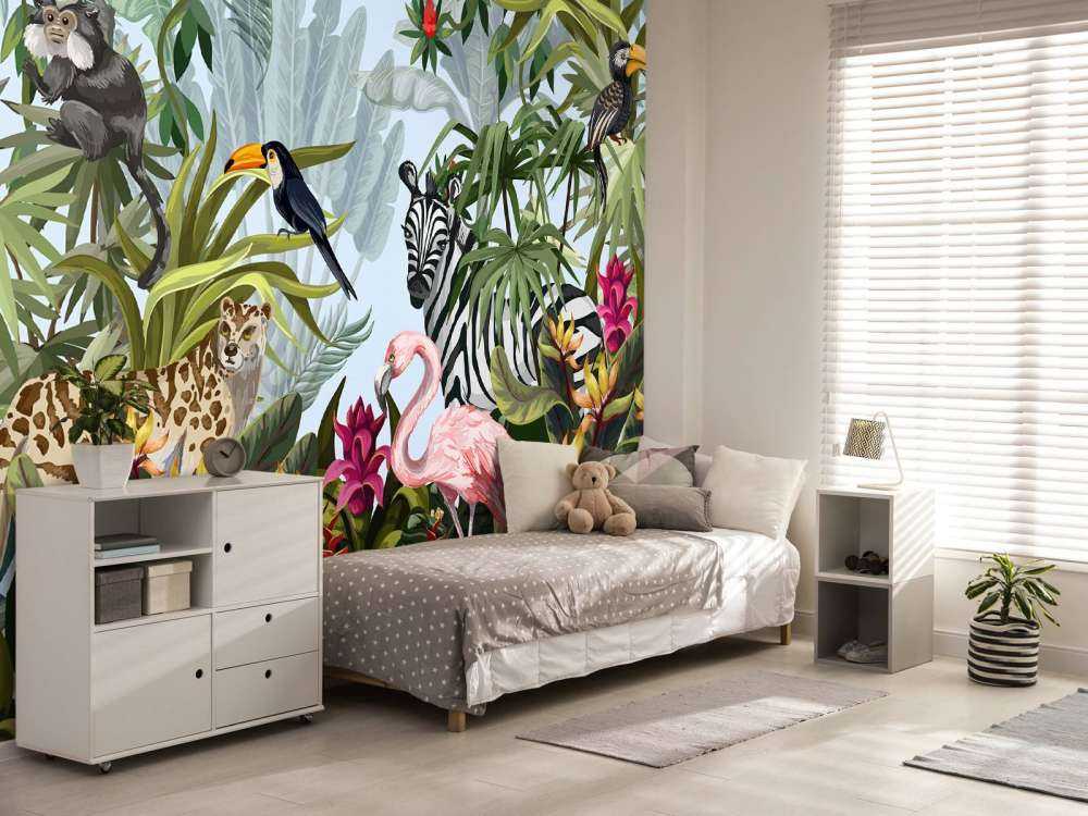 Kolorowa dżungla z zwierzętami