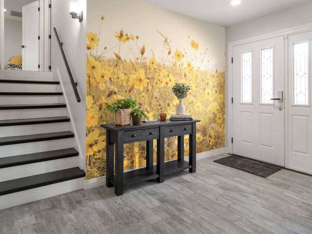 Żółte kwiaty o wyglądzie vintage