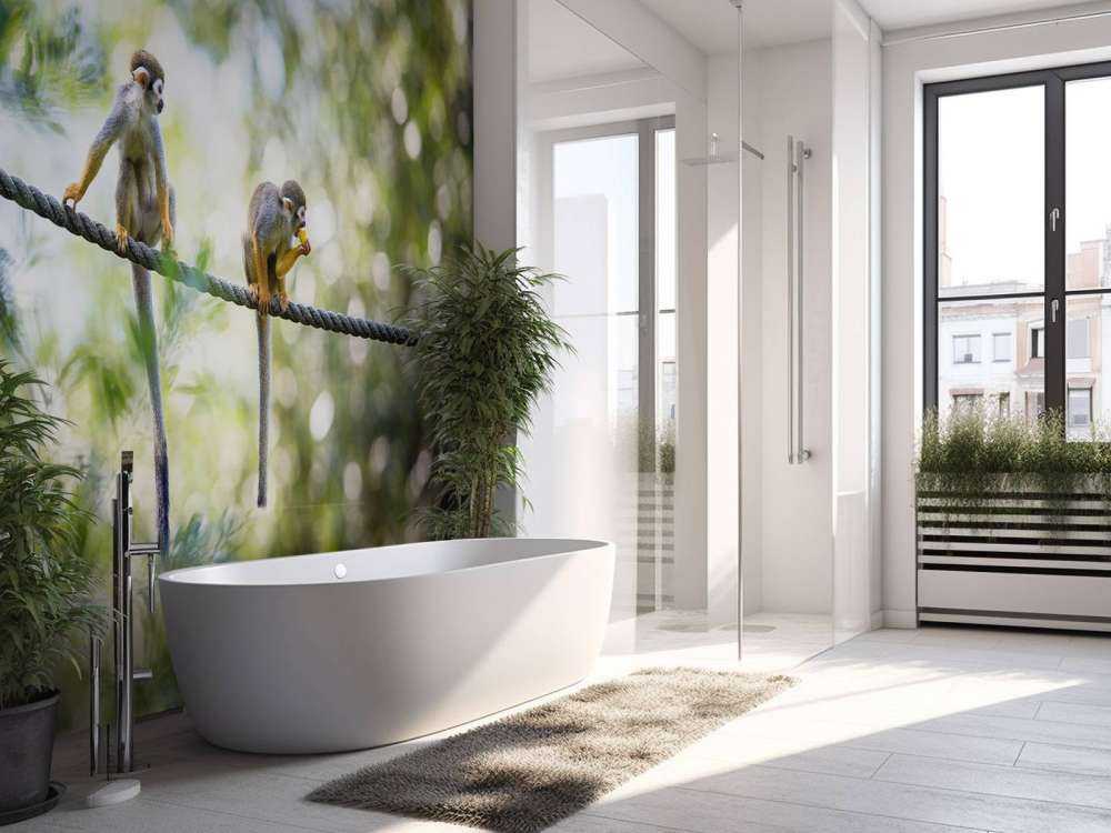 Małpy wiewiórki na linie