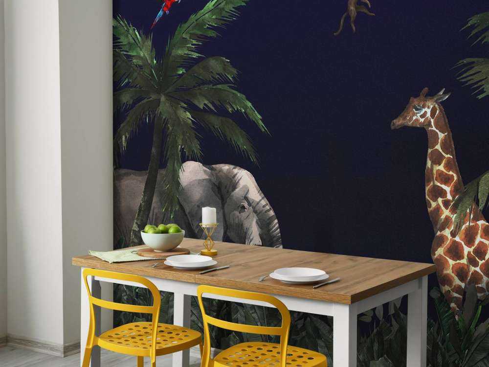 Zwierzęta w dżungli nocą