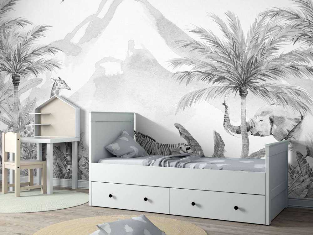 Zwierzęta z dżungli w czerni i bieli