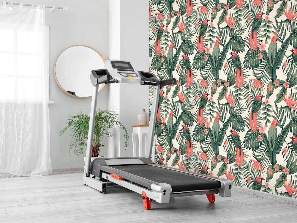 Rośliny tropikalne, kwiaty i ptaki