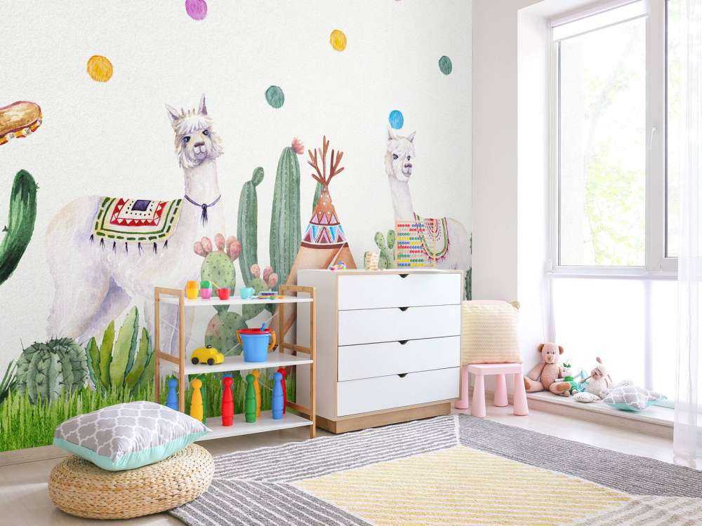 Alpaki między kaktusami