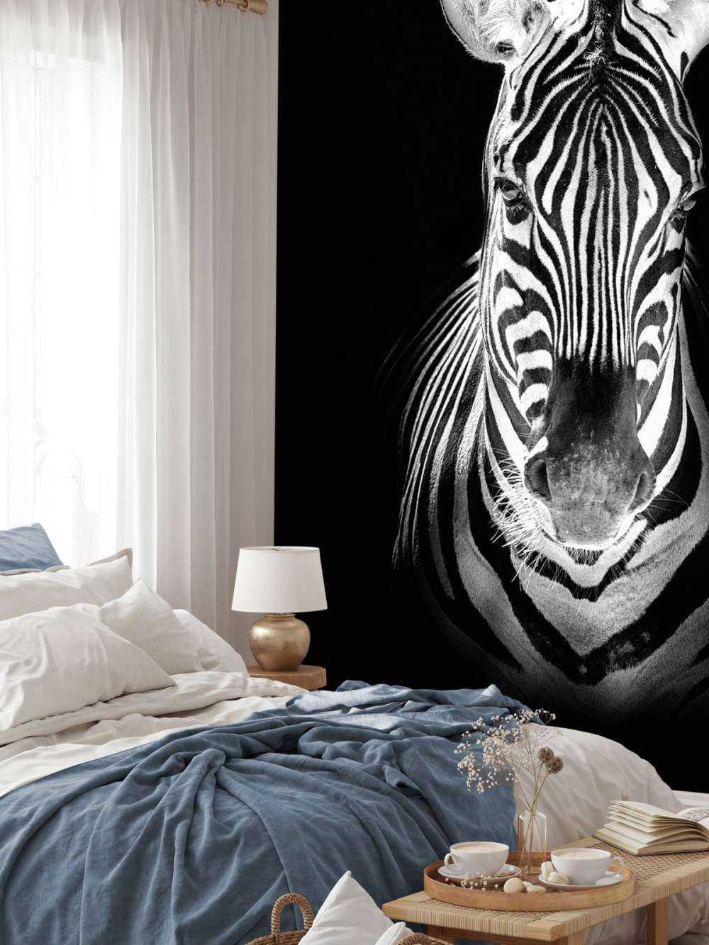 Zbliżenie na zebrę czarno-białą