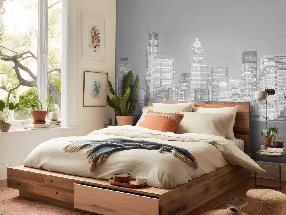 Skyline Seattle w czerni i bieli