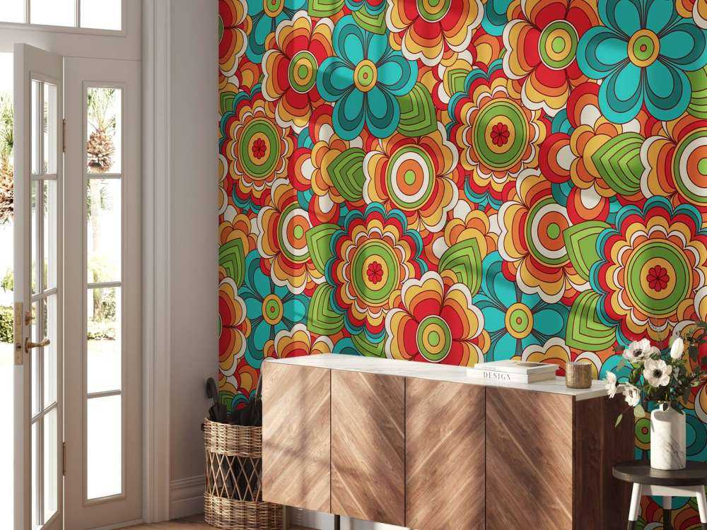 Kolorowe kwiaty w stylu retro