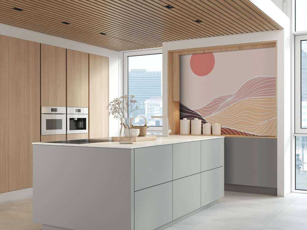 Lineart góry z słońcem