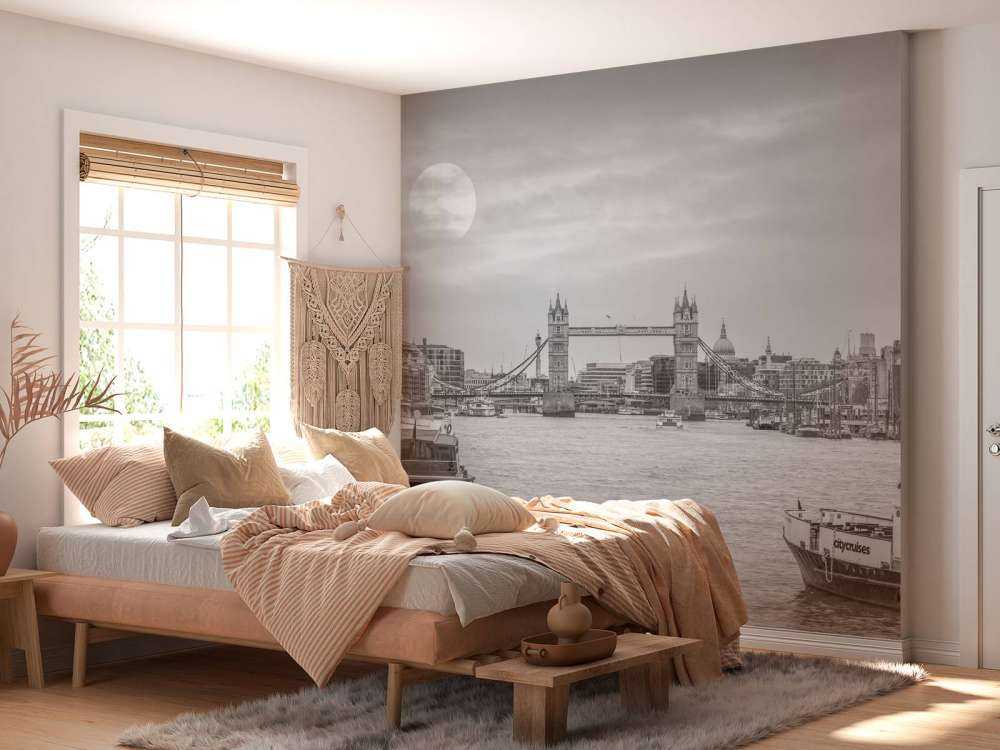 Pejzaż miejski Londynu w czerni i bieli