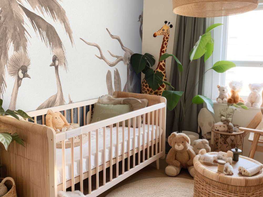 Dżungla z żurawiami w kolorze Taupe