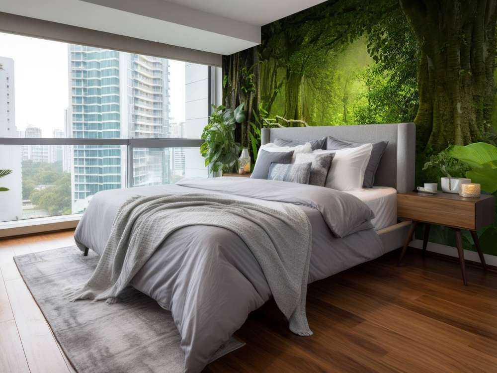 Drewniany most przez zieloną dżunglę