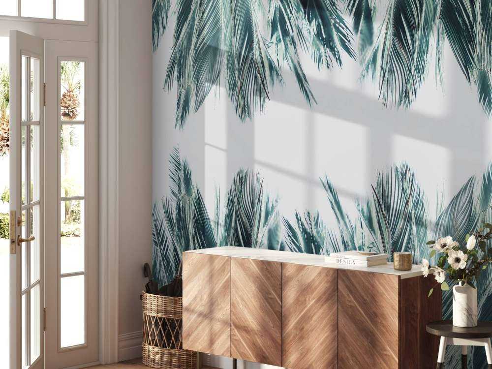 Liście palmowe na białym tle