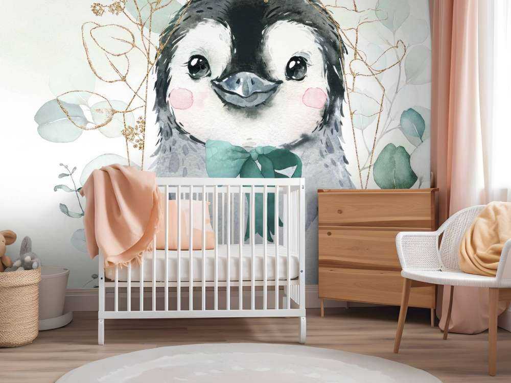 Mały pingwin i zielona kokarda