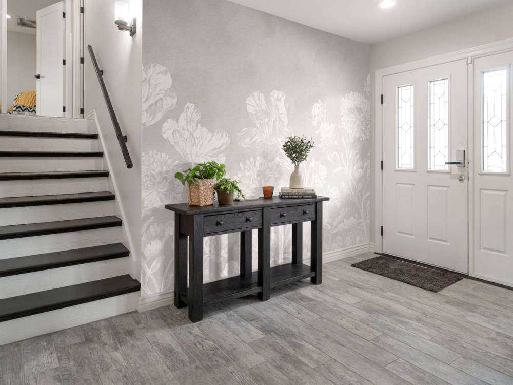 Barokowy pejzaż kwiatowy - szary