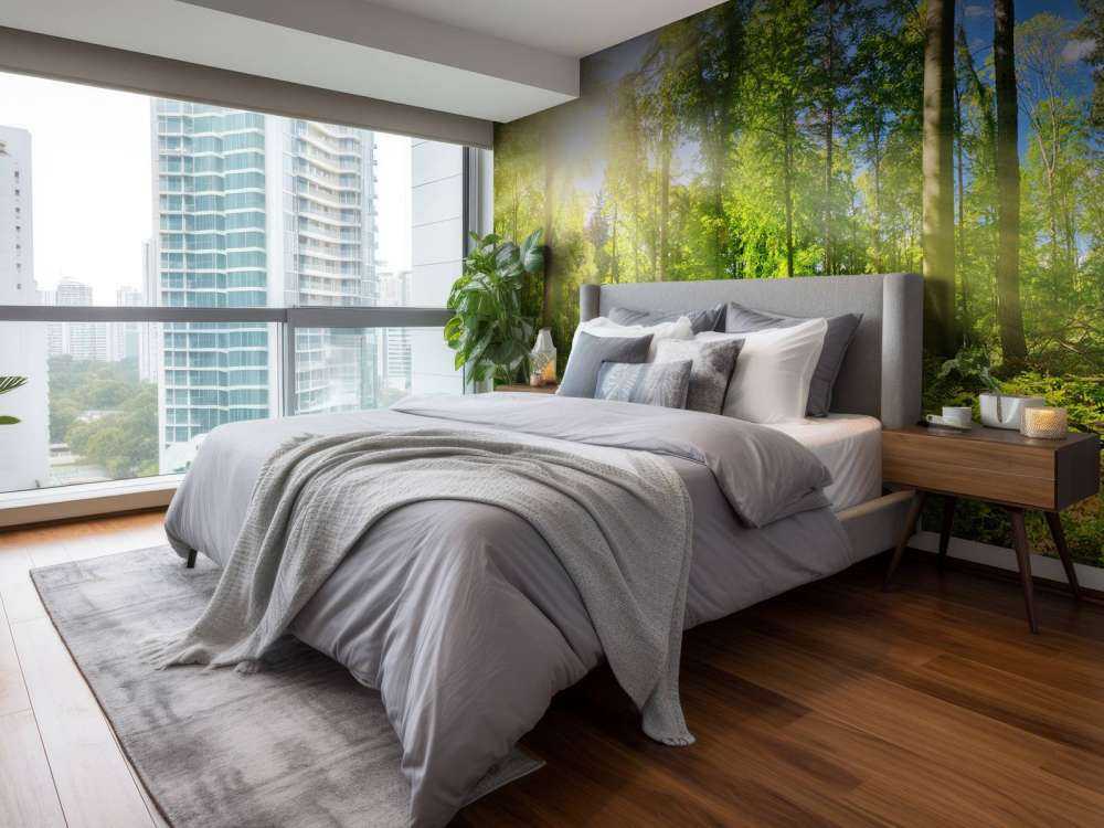 Las z promieniami słonecznymi