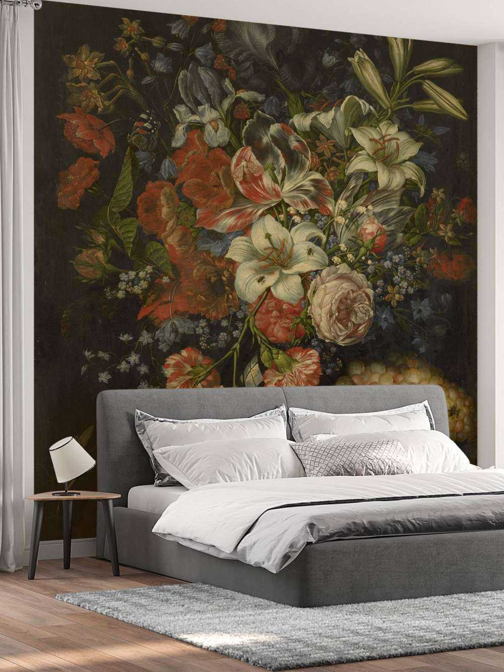 Martwa natura z kwiatami i owocami