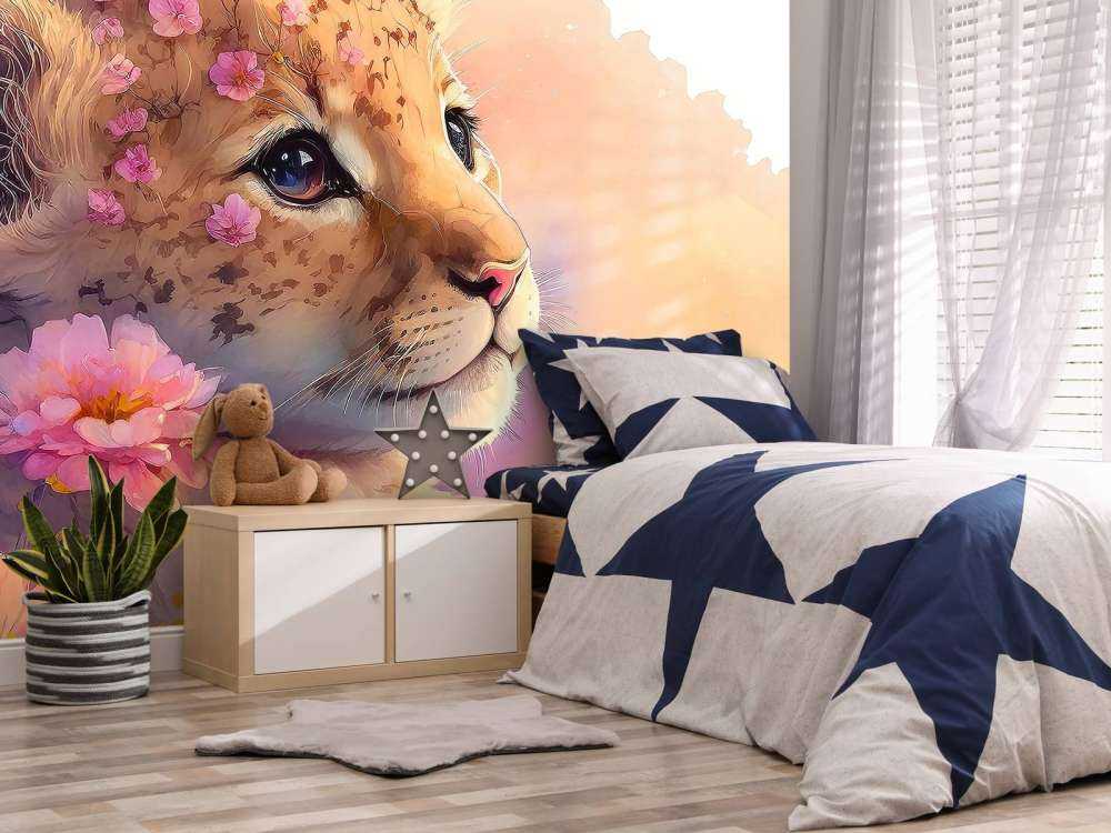 Dromerige szczeniak między kwiatami