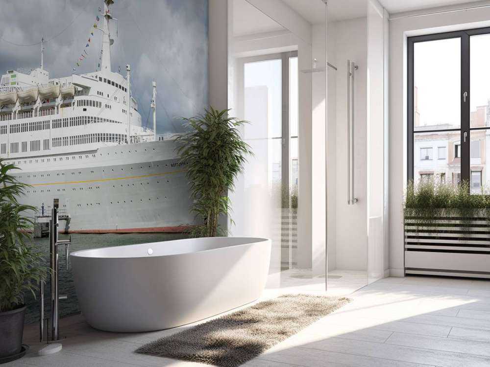 Stylowy oceaniczny olbrzym w porcie