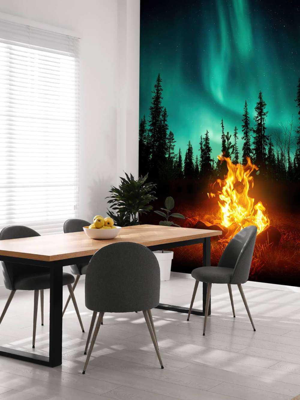 Ognisko pod północnymi światłami