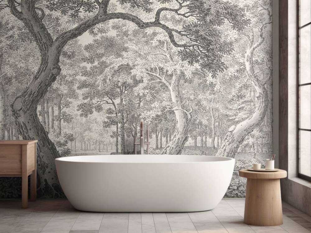 Widok na las z dwoma jeleniami