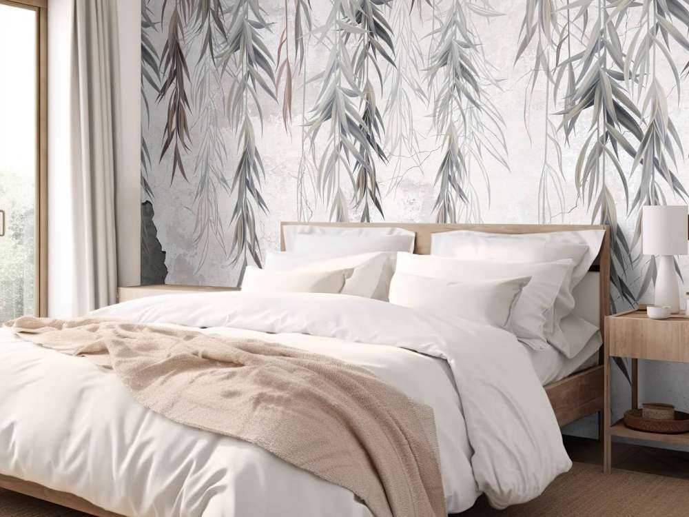 Zwisające gałęzie nad betonem