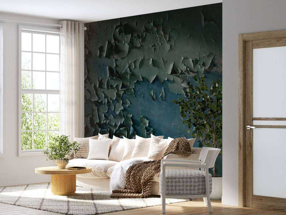 Ściana pomalowana farbą o zwietrzałej strukturze