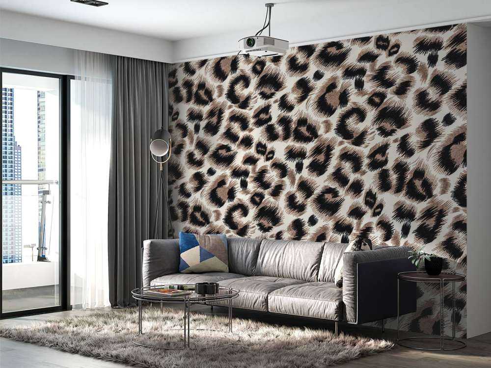 Futro pantery w kolorze beżowym