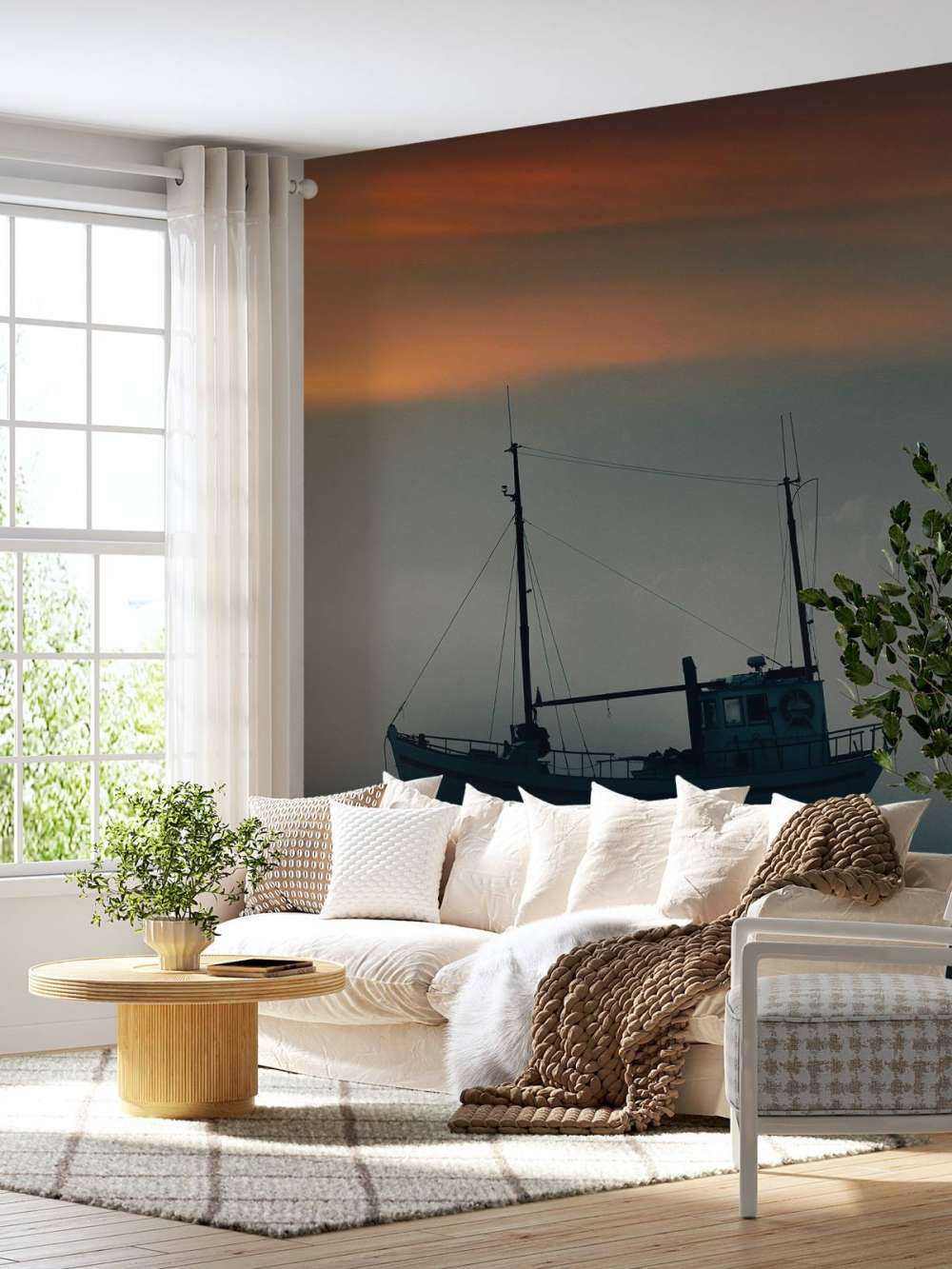 Łódź o zachodzie słońca