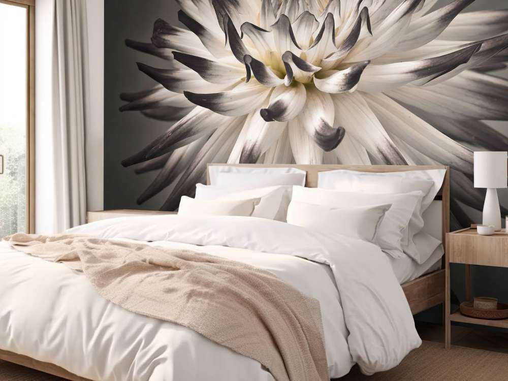 Kwiat dalii czarno-biały