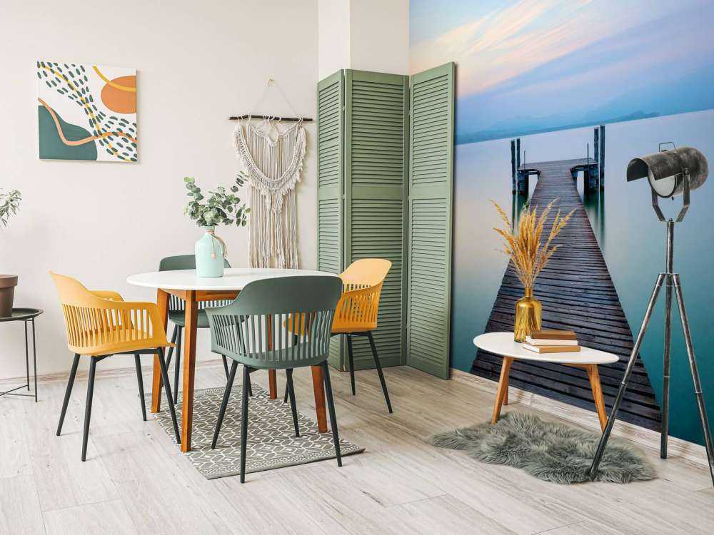 Nabrzeże o zachodzie słońca