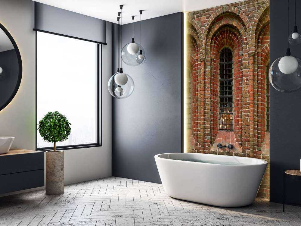 Mur z cegły z łukami i oknami