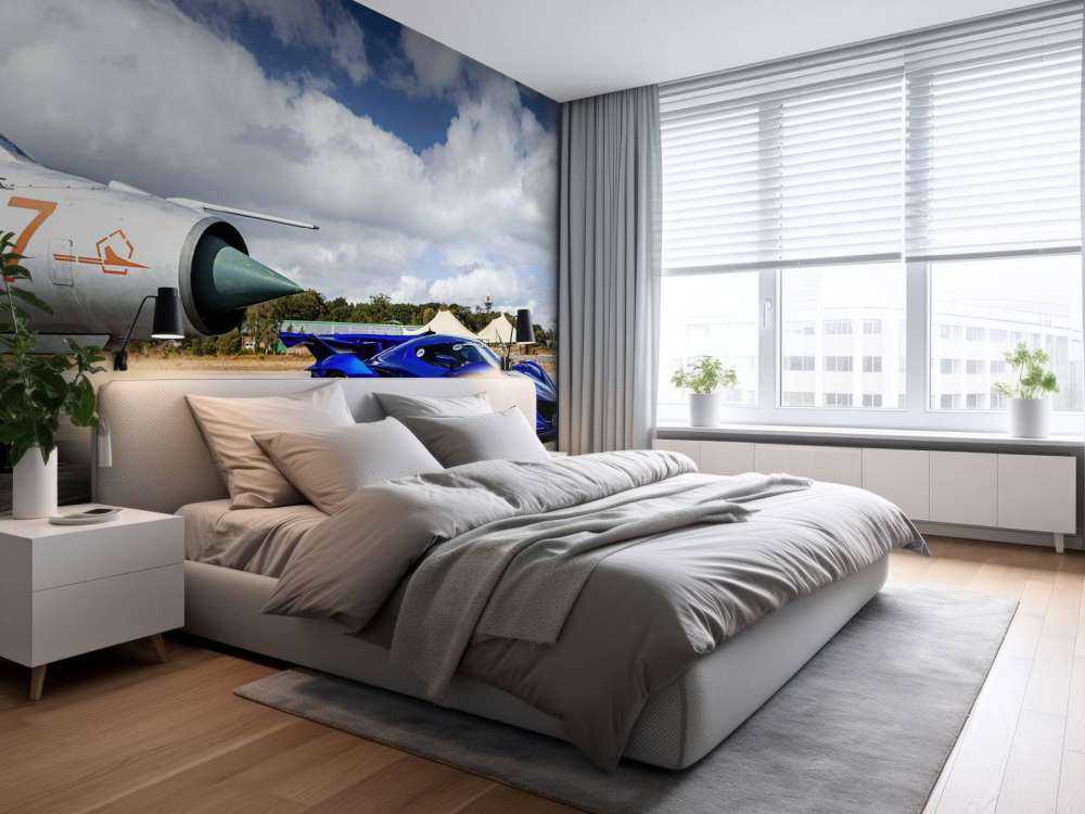 Futurystyczny supercar na lotnisku