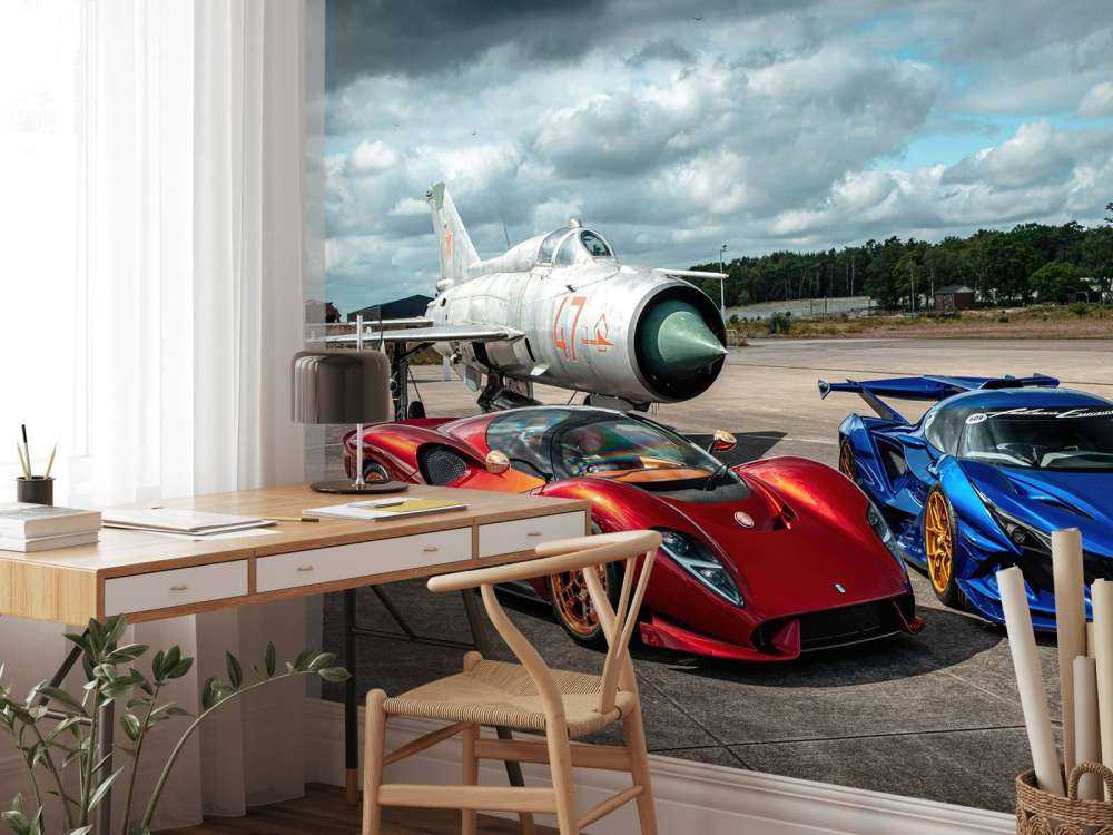 Superauta przy myśliwcu