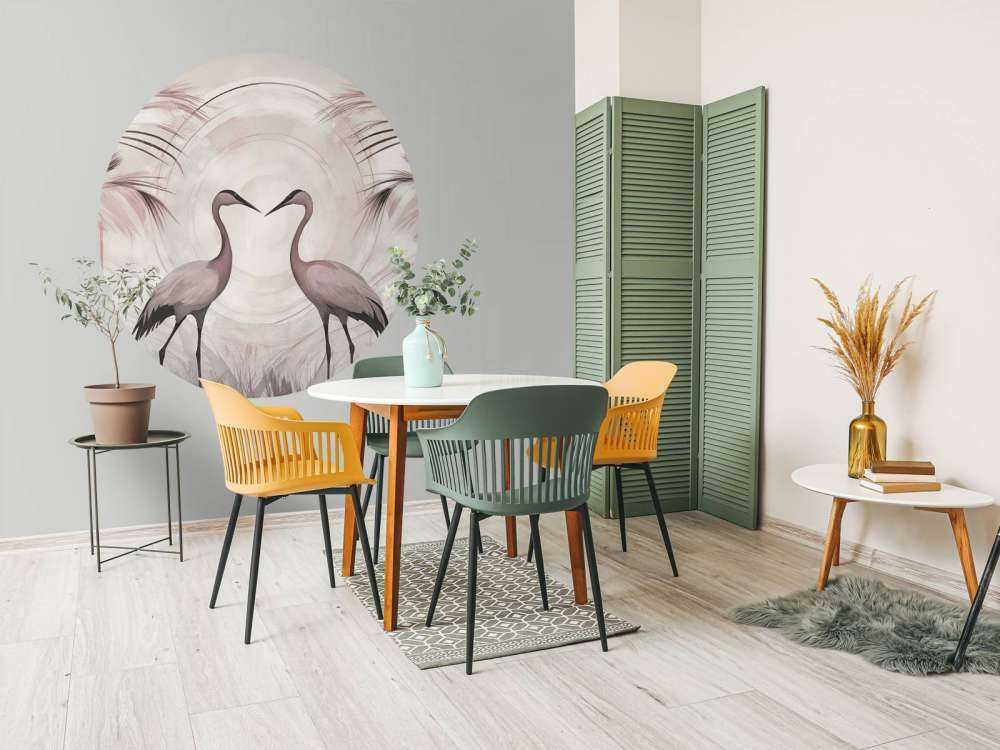 Żurawie o zachodzie słońca różowego