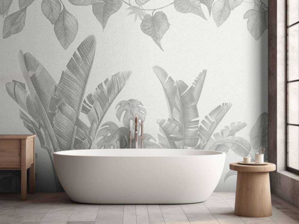 Rośliny dżungli w odcieniach szarości