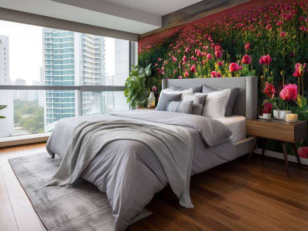 Pole różowych maków