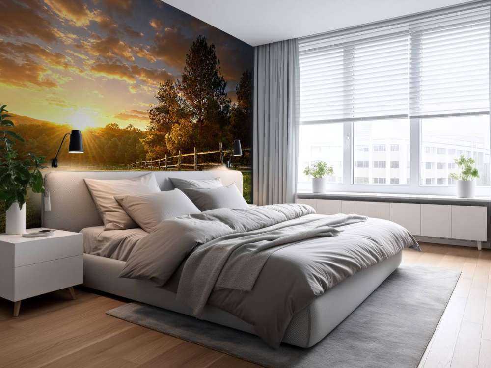 Pastwisko o zachodzie słońca