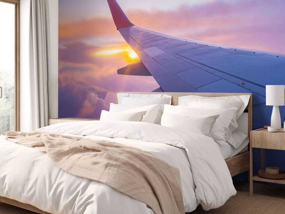 Skrzydło samolotu w chmurach