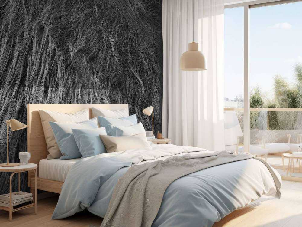 Sierść szkockiego wyżynna w kolorach czarno-białym