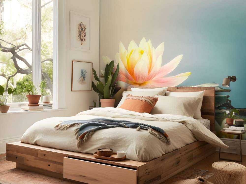 Staw z kwiatami lotosu