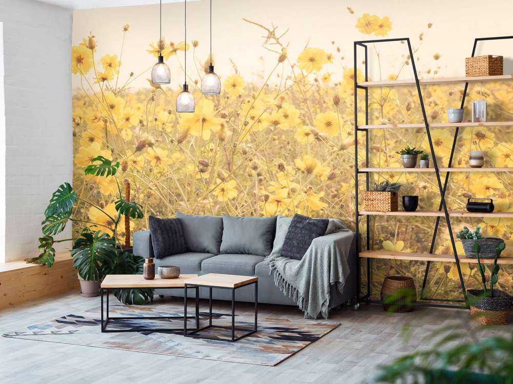 Żółte kwiaty o wyglądzie vintage