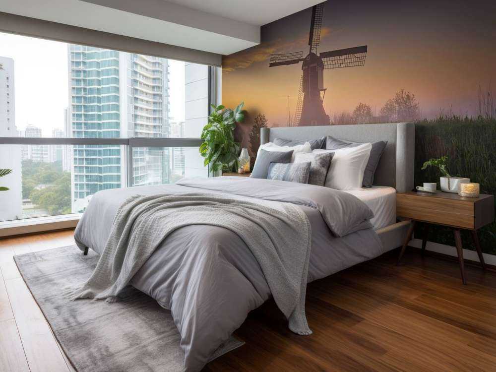 Młyn o wschodzie słońca