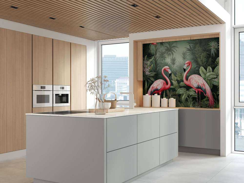 Kwiatowa oaza flamingów