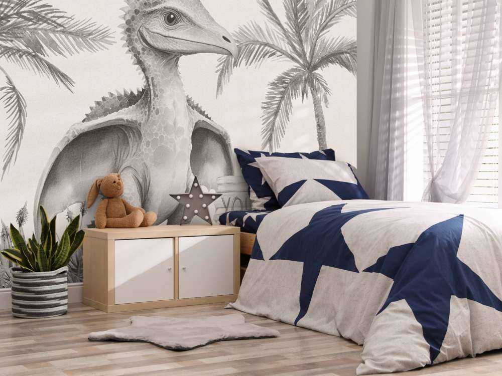 Młody pteranodon w beżowej dżungli