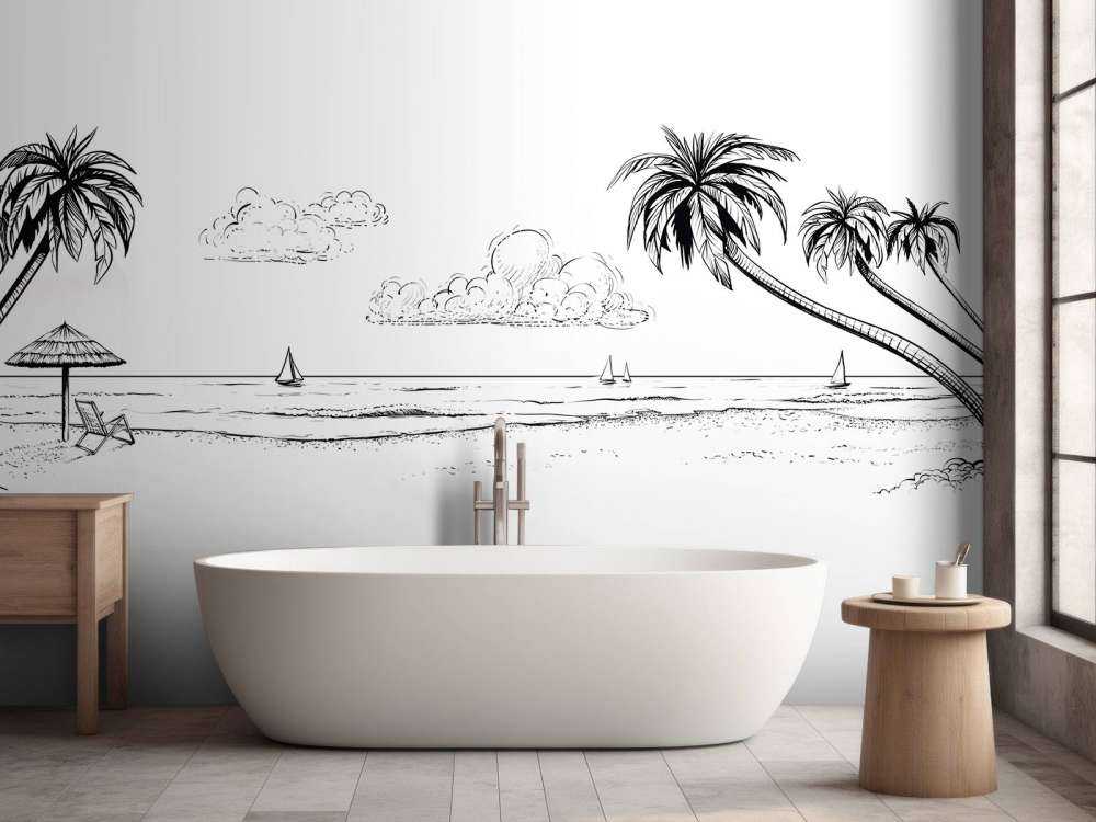 Plaża w czerni i bieli